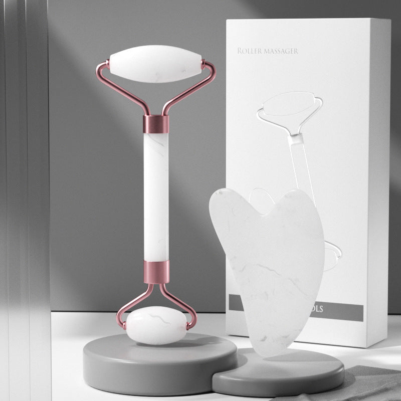 Quartz Facial Massage Roller and Heart-Shaped Gua Sha