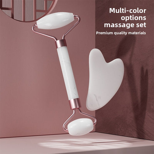 Quartz Facial Massage Roller and Heart-Shaped Gua Sha